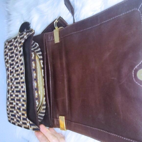 Tory Burch RARE 2011 collection runway leather/woven shoulder bag w/mirror EUC - Picture 13 of 15